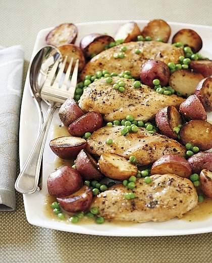 Pollo con patate e piselli